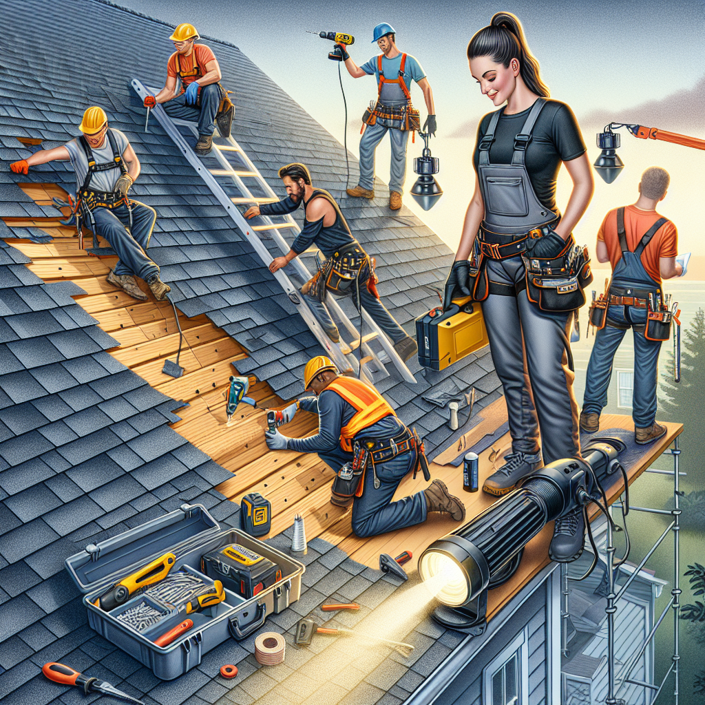 Professional roofing project showcasing quality workmanship and equipment setup
